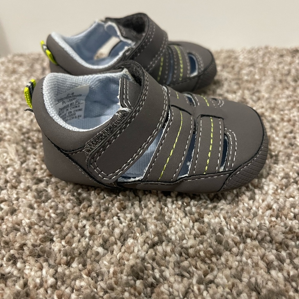 Gray Kids Shoes with Neon Accents
